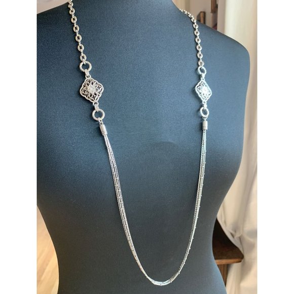 Brighton Jewelry - Signed Brighton Bella Roma Multi Strand Crystal Medallion Necklace 43"